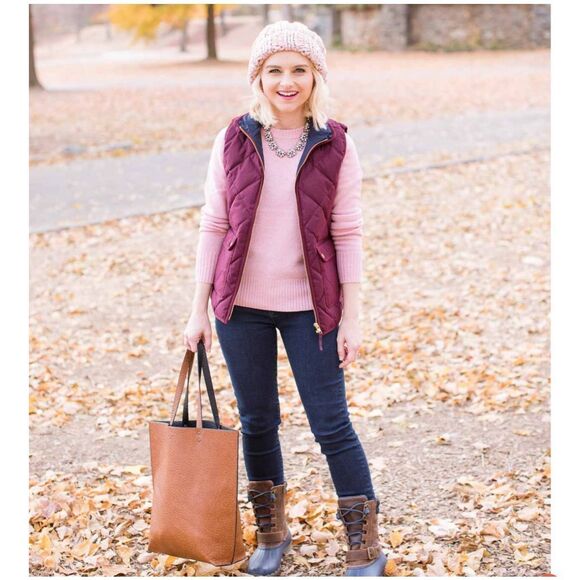 J Crew Quilted Zip up Vest. Rasberry Small preppy heritage - Picture 1 of 12